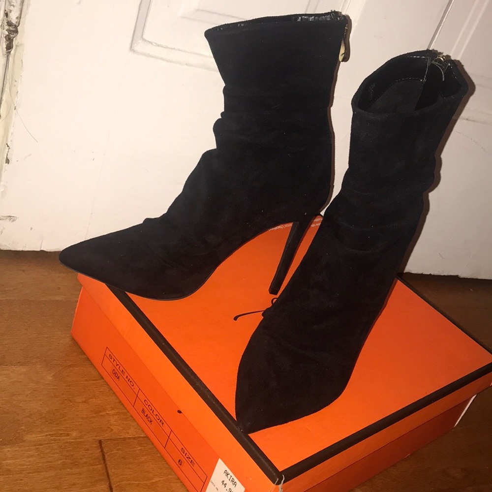 Suede ankle heels
